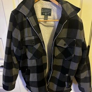 Maxxsel Black and Gray Plaid Jacket